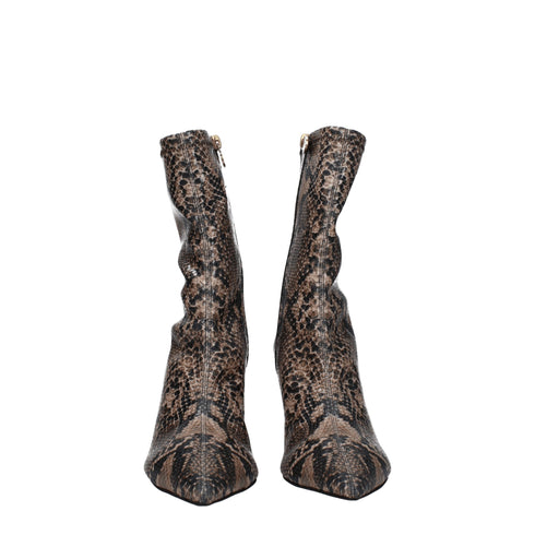 Stella McCartney Women's Brown Python Print Eco Leather Mid Heels Ankle Boots